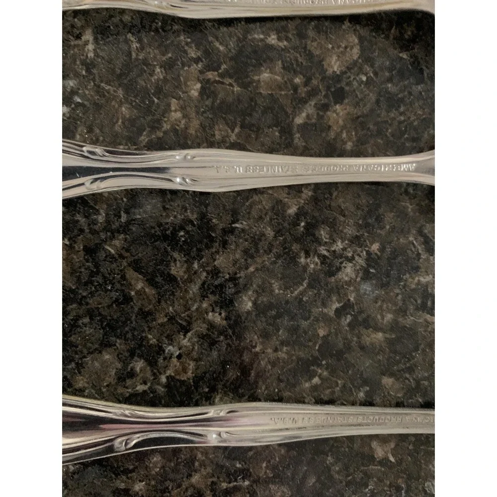 Stainless Flatware Set 12 Piece USA Vintage American Products 1950s Rosalie‎